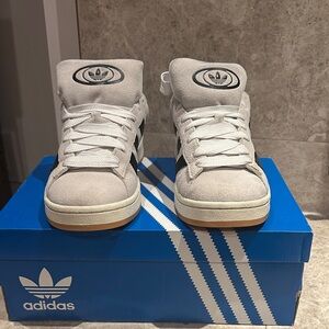 Adidas Gray and White Sneakers with Black Accents